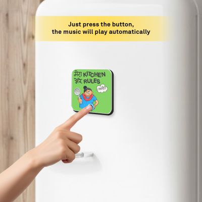 Mera Kitchen Mere Rules Personalized Musical Fridge Magnet Rechargeable Custom Song Magnet for Mom